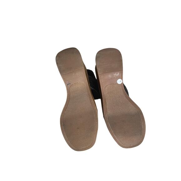 Lucky Brand Womens/Teen Black Sandals Size 6.5M Slip on open toe Platform Wedge - Picture 4 of 9